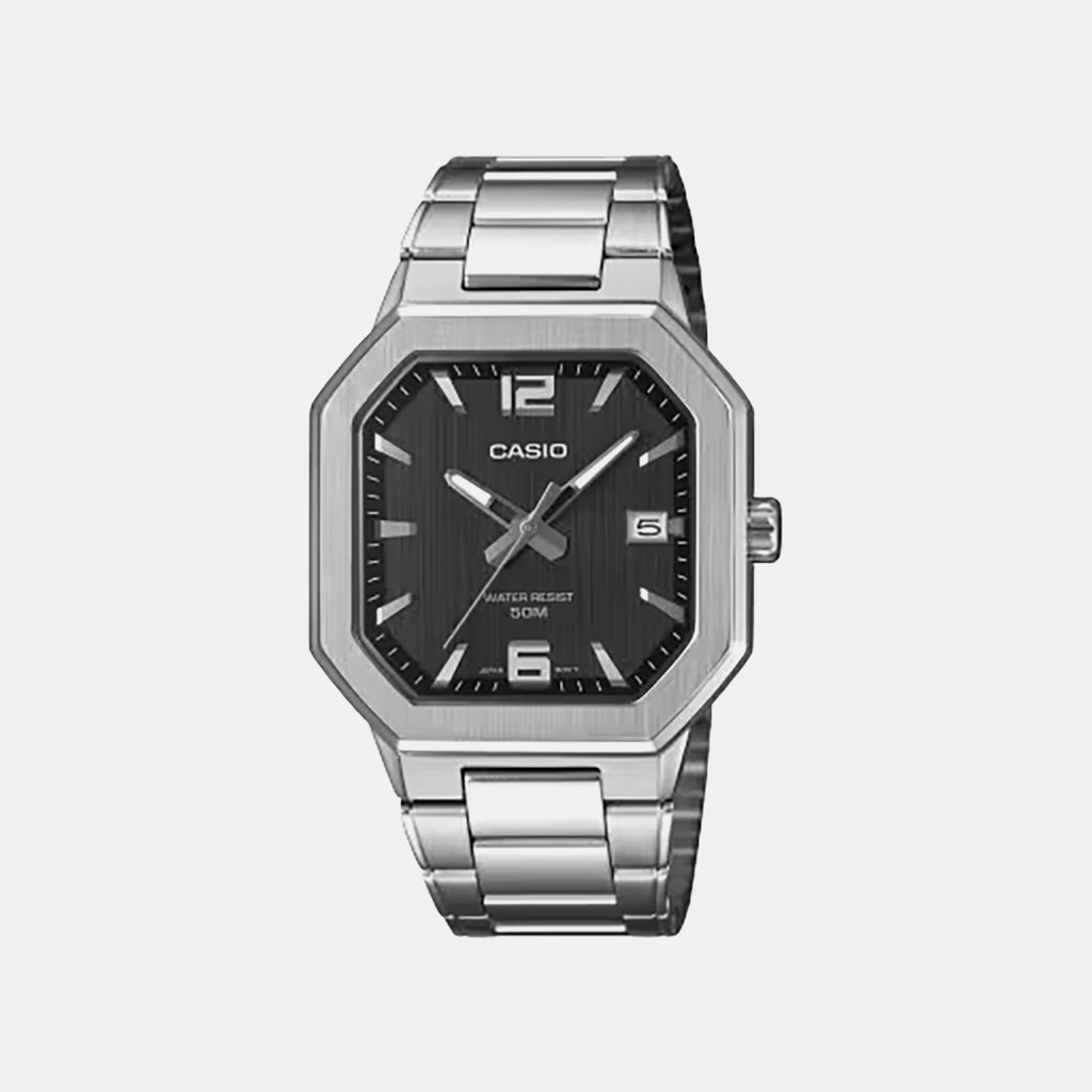Men Quartz Black Dial Analog Stainless Steel Watch A2523