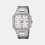 Men Quartz White Dial Analog Stainless Steel Watch A2526