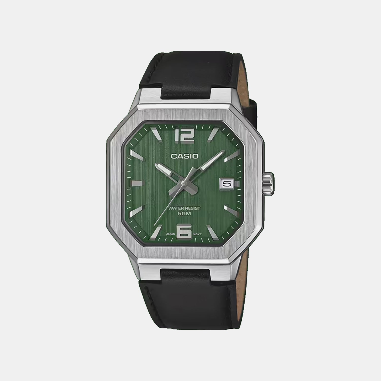 Men Quartz Green Dial Analog Leather Watch A2528