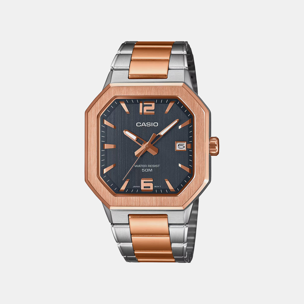 Men Quartz Black Dial Analog Stainless Steel Watch A2529