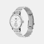 Men Quartz White Dial Analog Stainless Steel Watch A2536