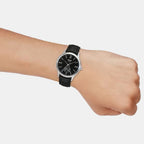 Men Quartz Black Dial Analog Leather Watch A2538