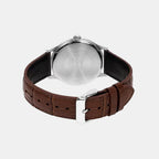 Men Quartz White Dial Analog Leather Watch A2539