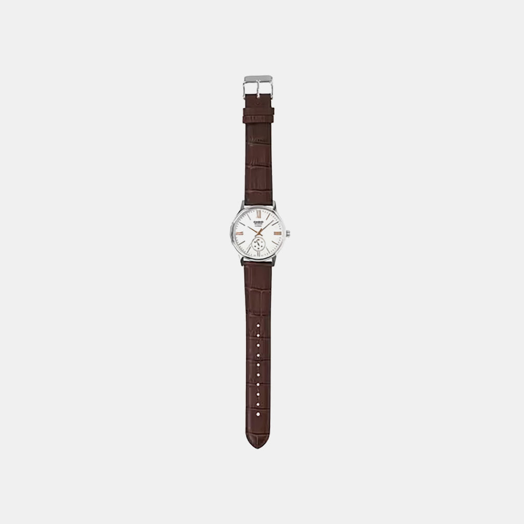 Men Quartz White Dial Analog Leather Watch A2539