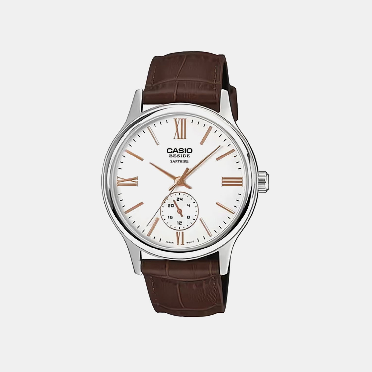 Men Quartz White Dial Analog Leather Watch A2539