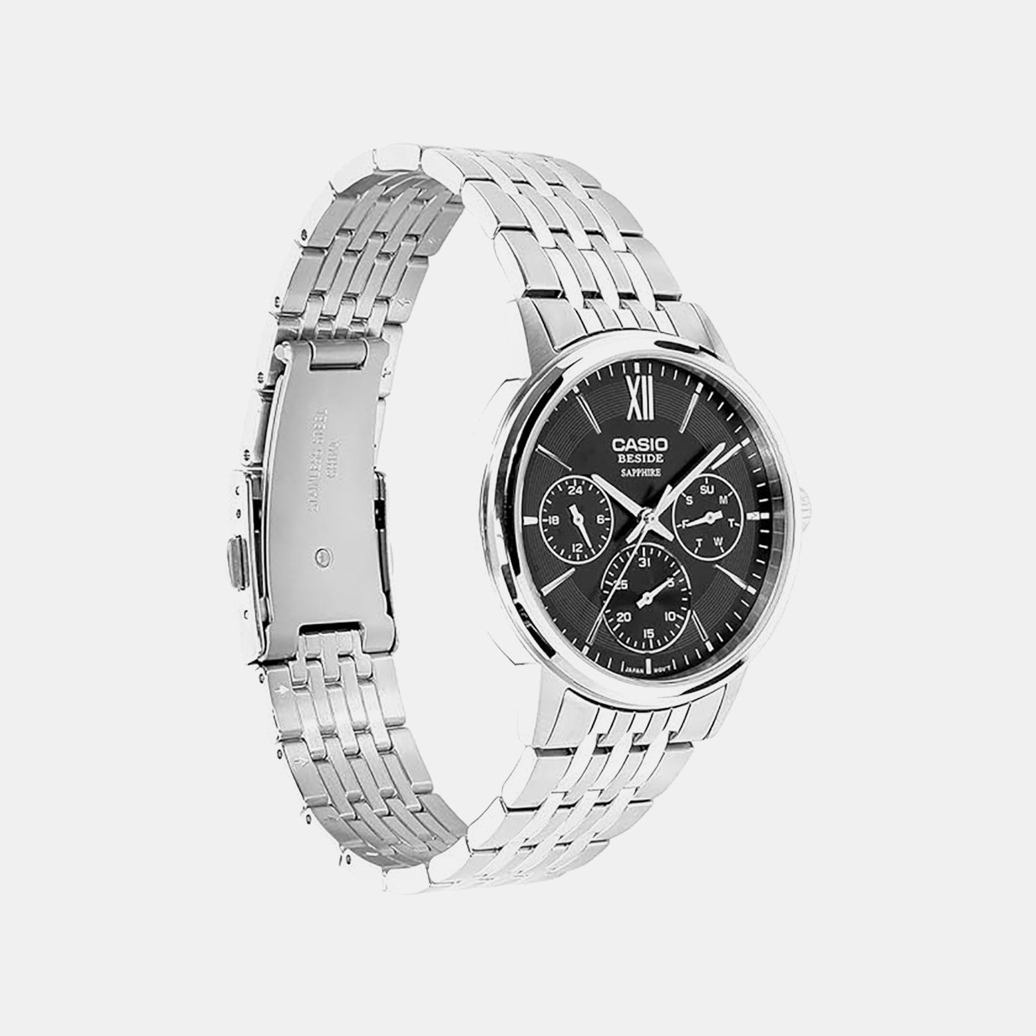 Entice Men Quartz Black Dial Analog Stainless Steel Watch A2540