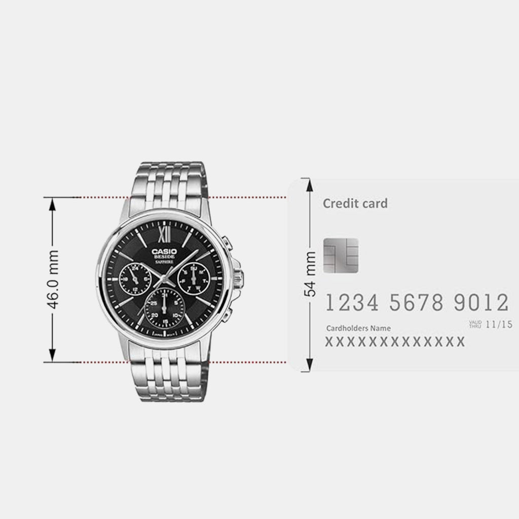 Entice Men Quartz Black Dial Analog Stainless Steel Watch A2540