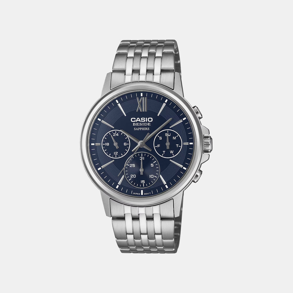 Men Quartz Blue Dial Chronograph Stainless Steel Watch A2541
