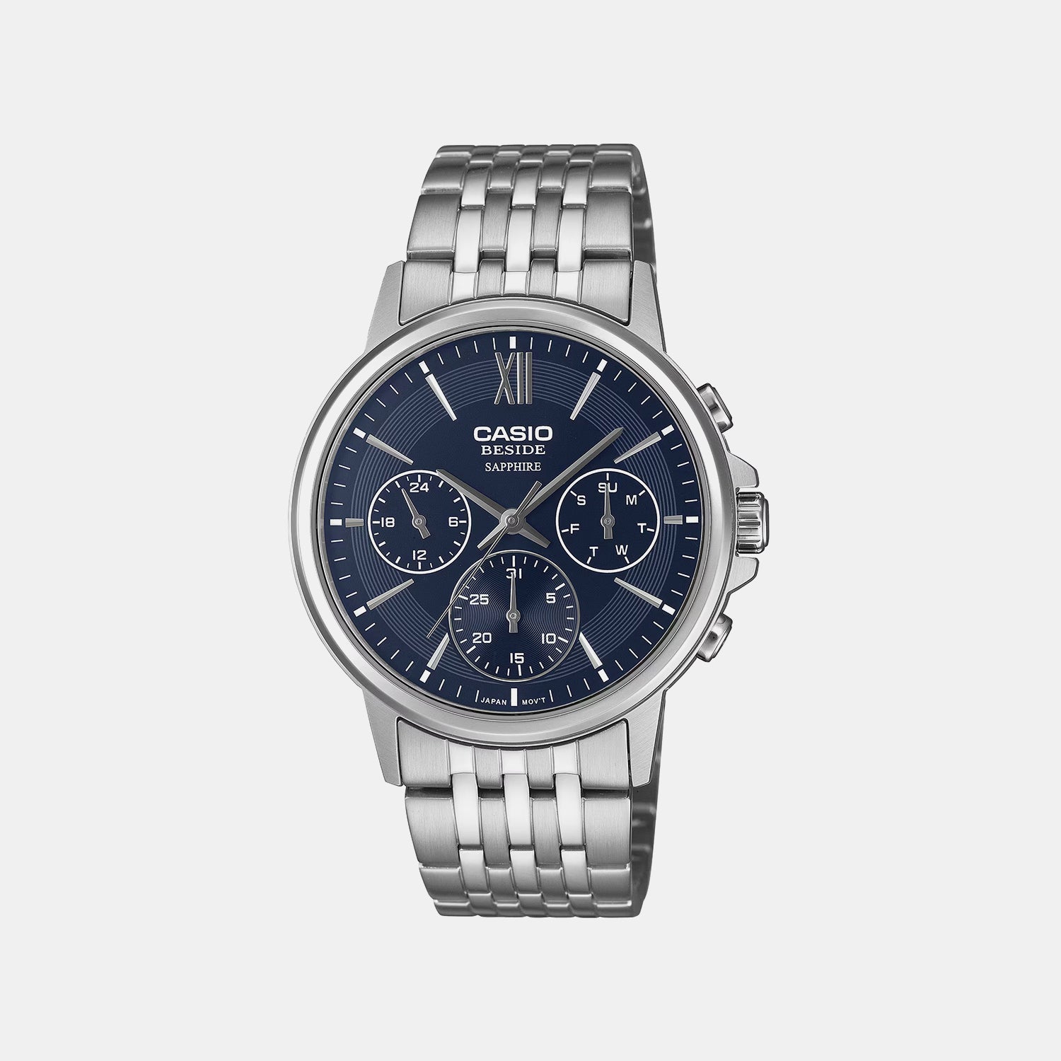 Men Quartz Blue Dial Chronograph Stainless Steel Watch A2541