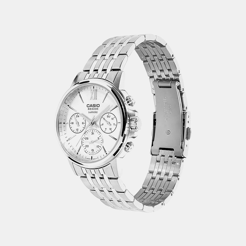 Men Quartz White Dial Chronograph Stainless Steel Watch A2542