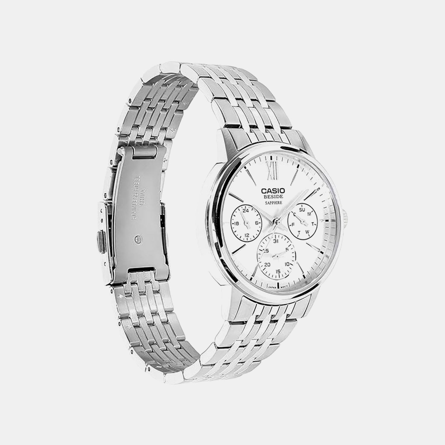 Men Quartz White Dial Chronograph Stainless Steel Watch A2542