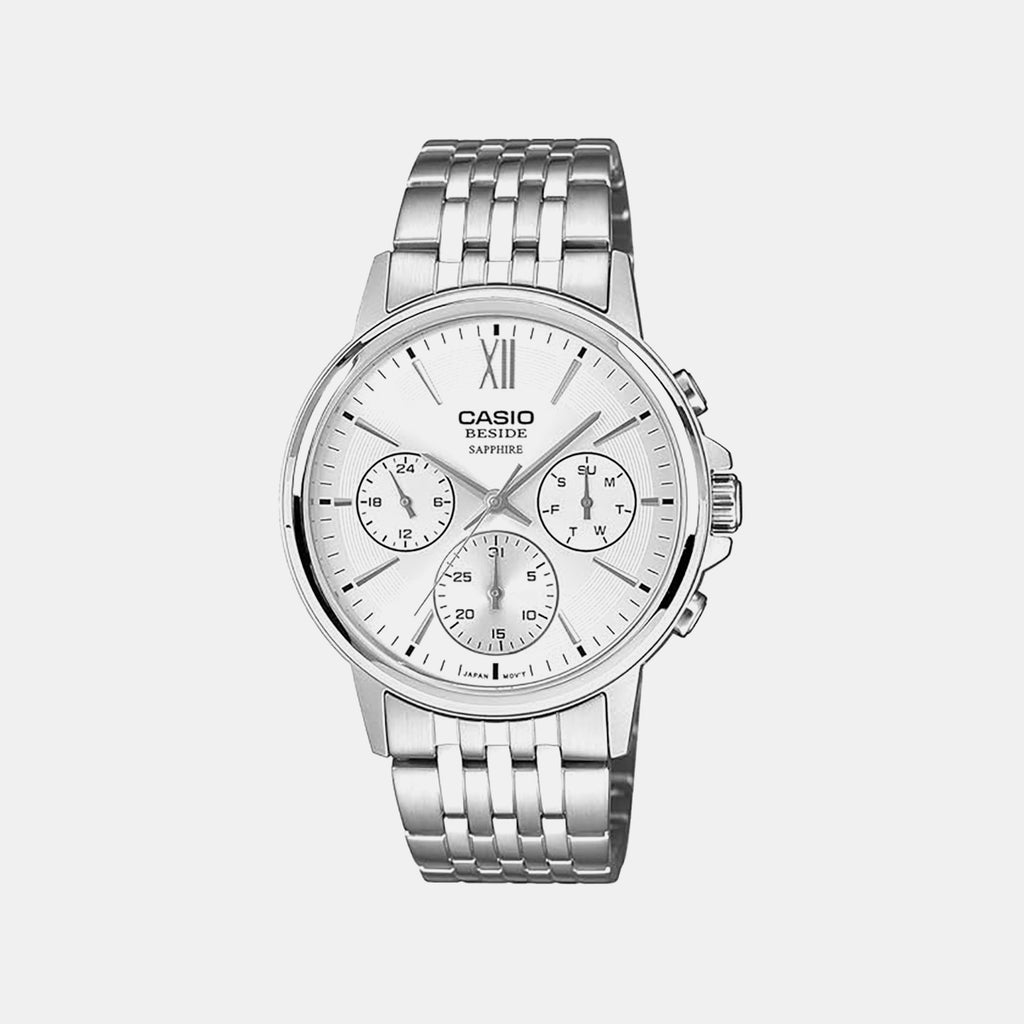 Men Quartz White Dial Chronograph Stainless Steel Watch A2542