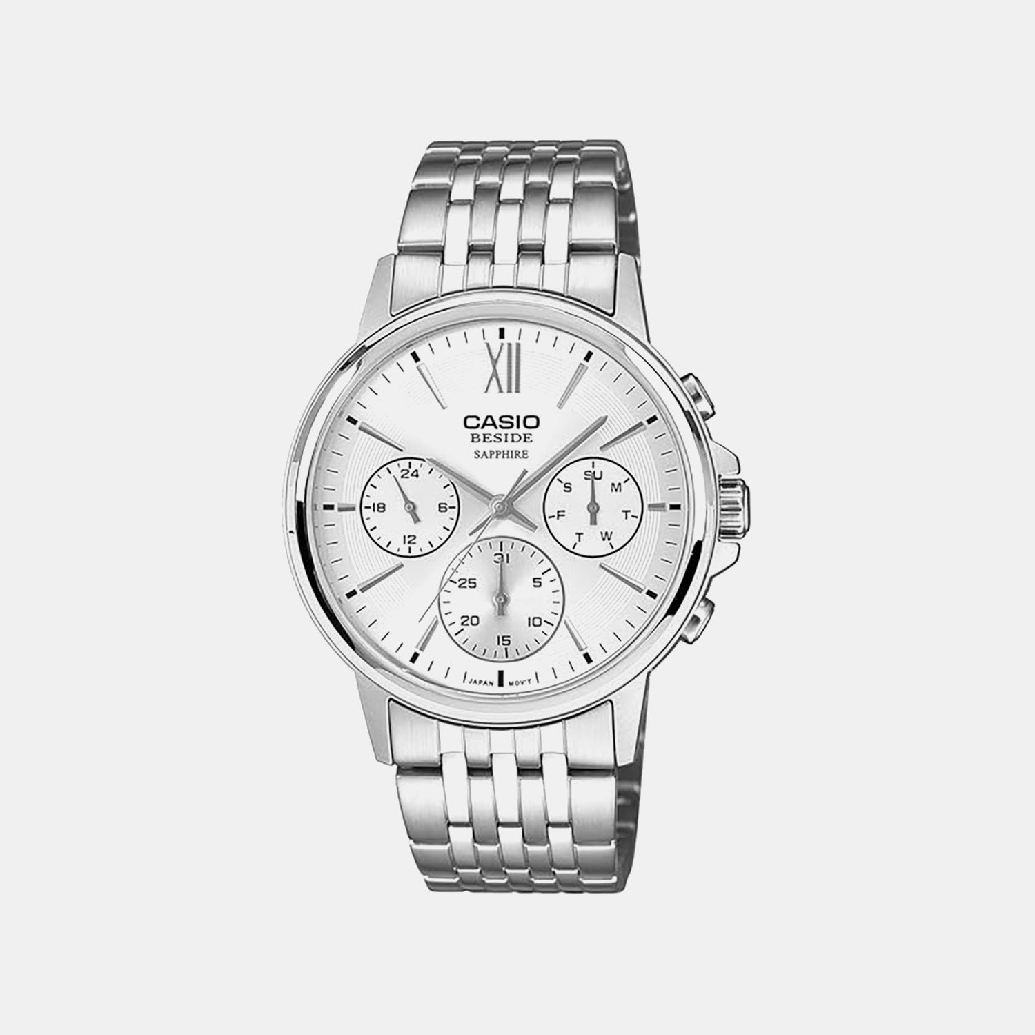 Men Quartz White Dial Chronograph Stainless Steel Watch A2542