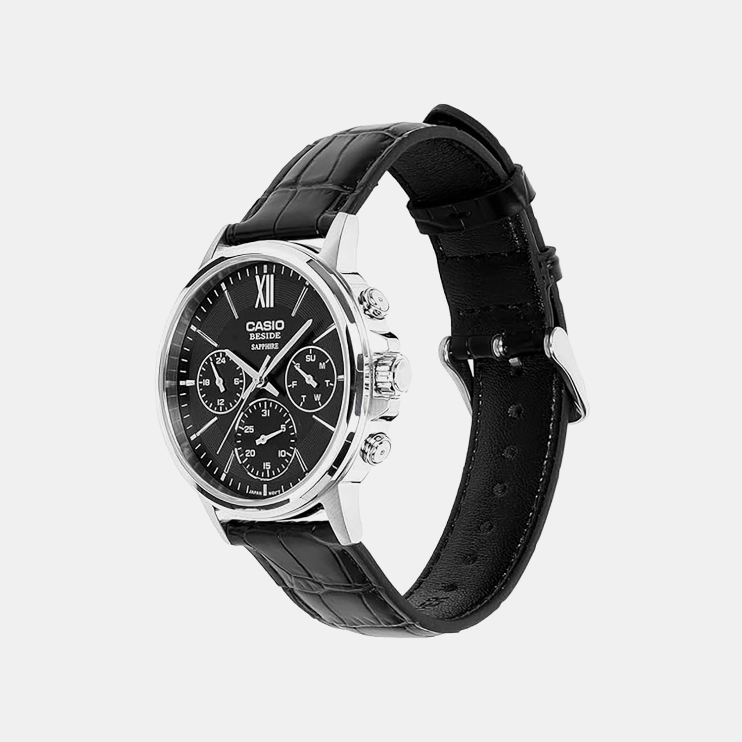 Enticer Men Quartz Black Dial Analog Leather Watch A2544