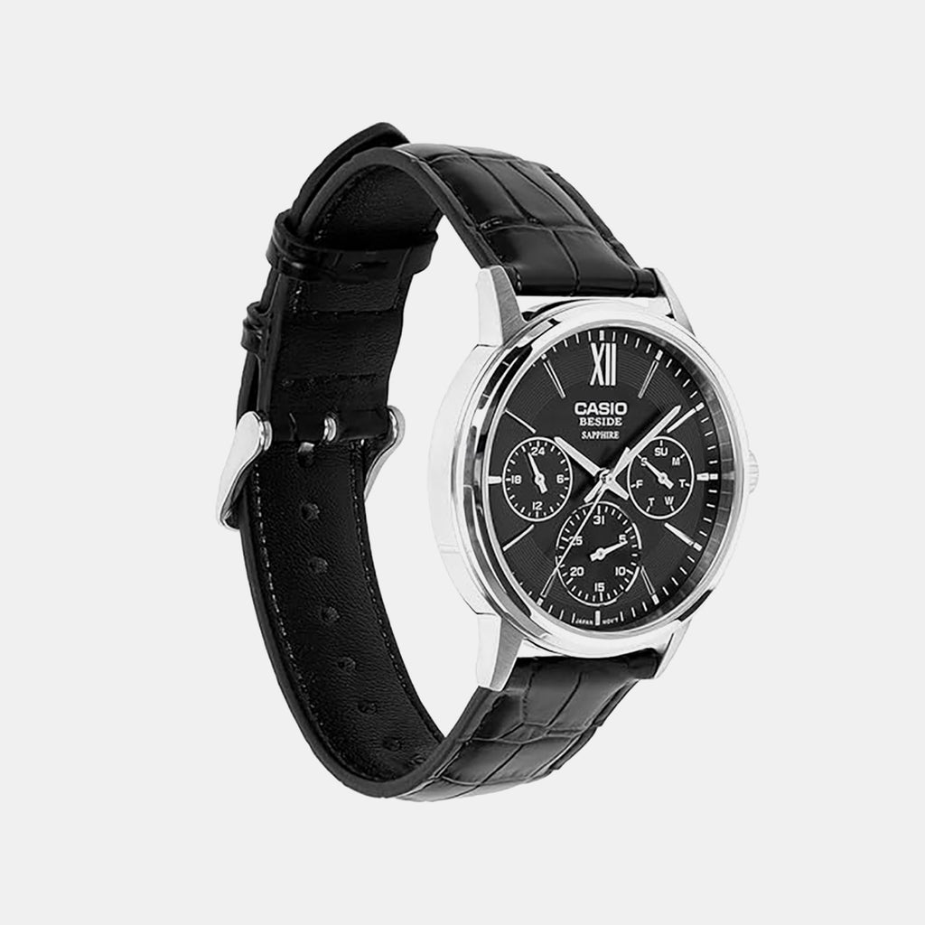 Enticer Men Quartz Black Dial Analog Leather Watch A2544