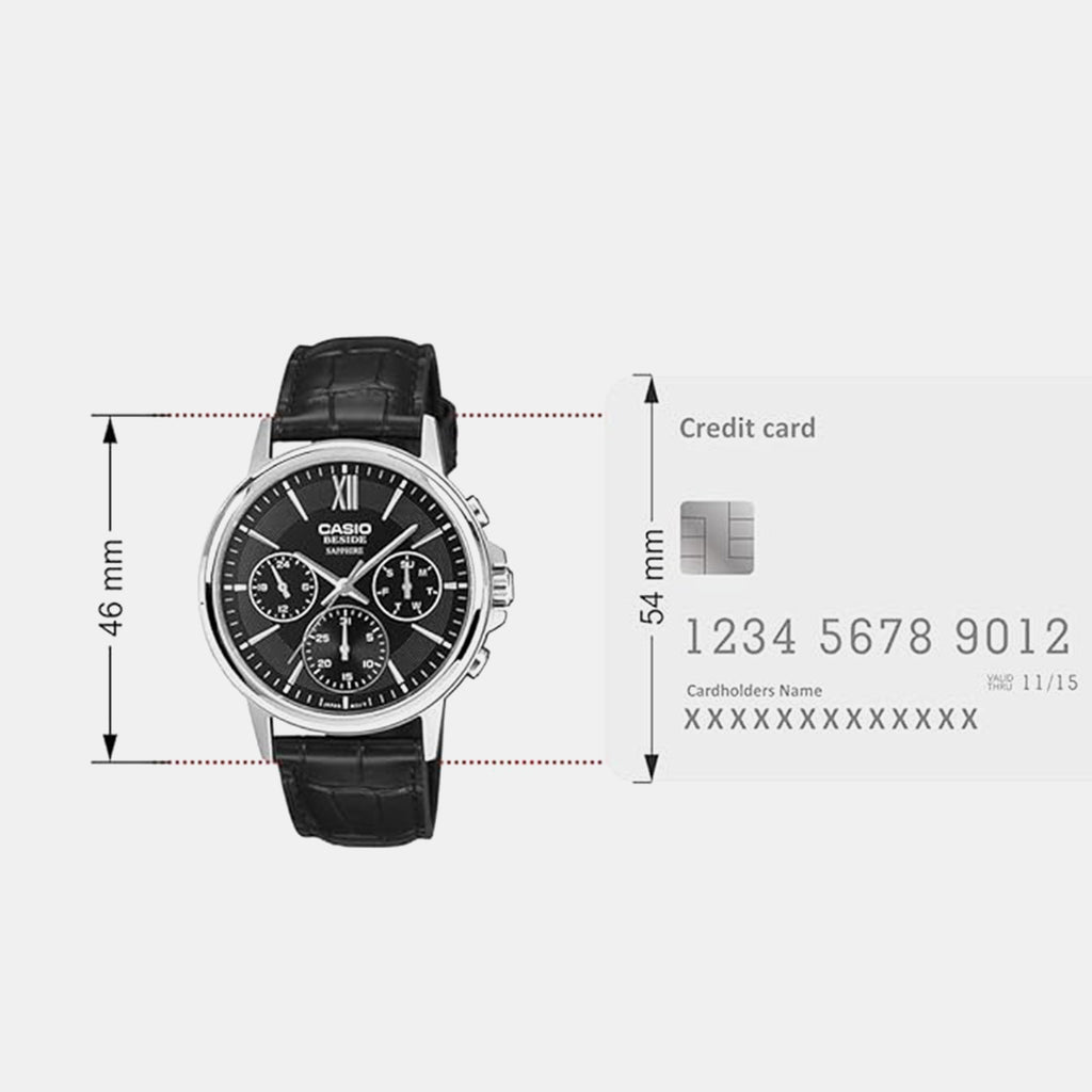 Enticer Men Quartz Black Dial Analog Leather Watch A2544