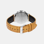Men Quartz Silver Dial Analog Leather Watch A2545