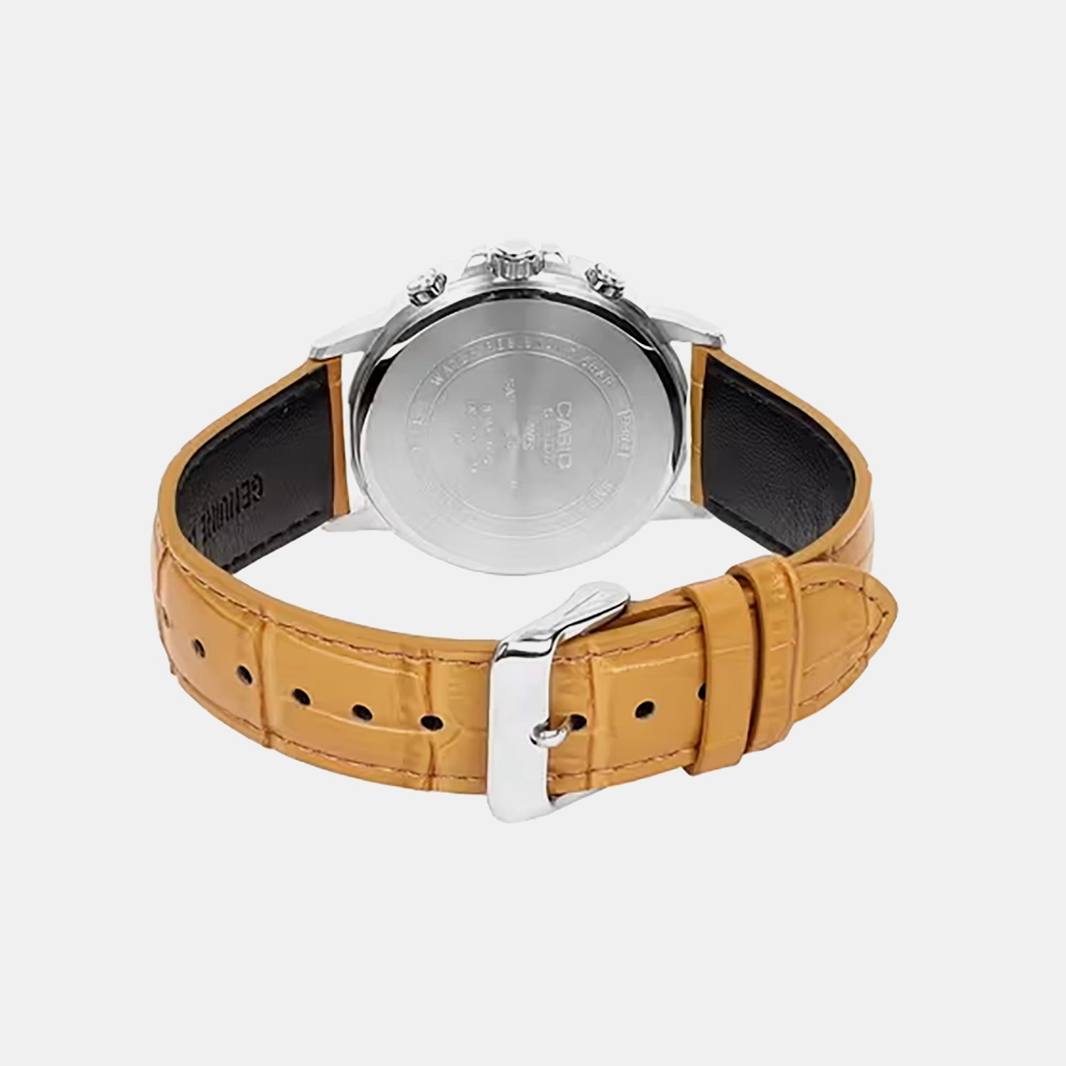 Men Quartz Silver Dial Analog Leather Watch A2545