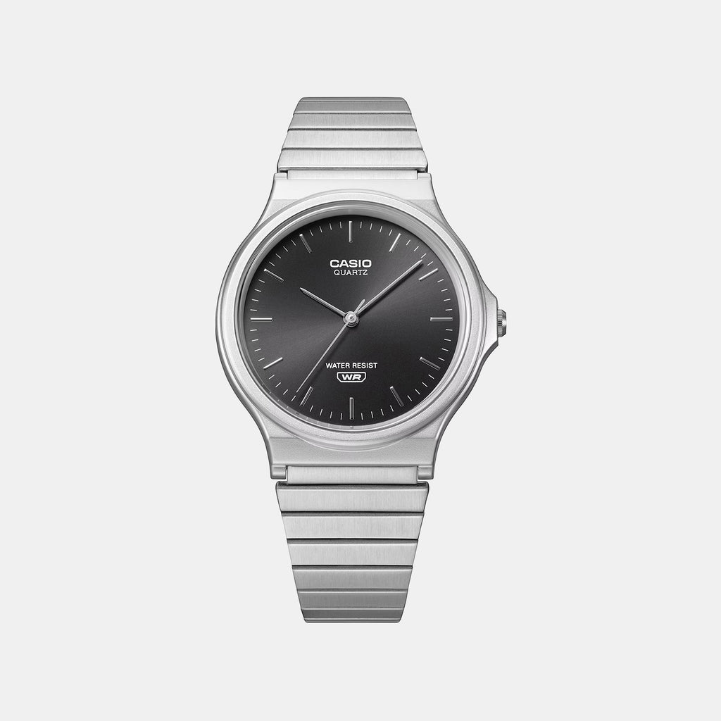 Unisex Quartz Black Dial Analog Stainless Steel Watch A2550
