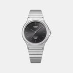 Unisex Quartz Black Dial Analog Stainless Steel Watch A2550