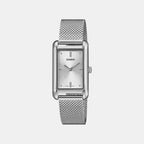 Women Quartz Silver Dial Analog Mesh Watch A2555