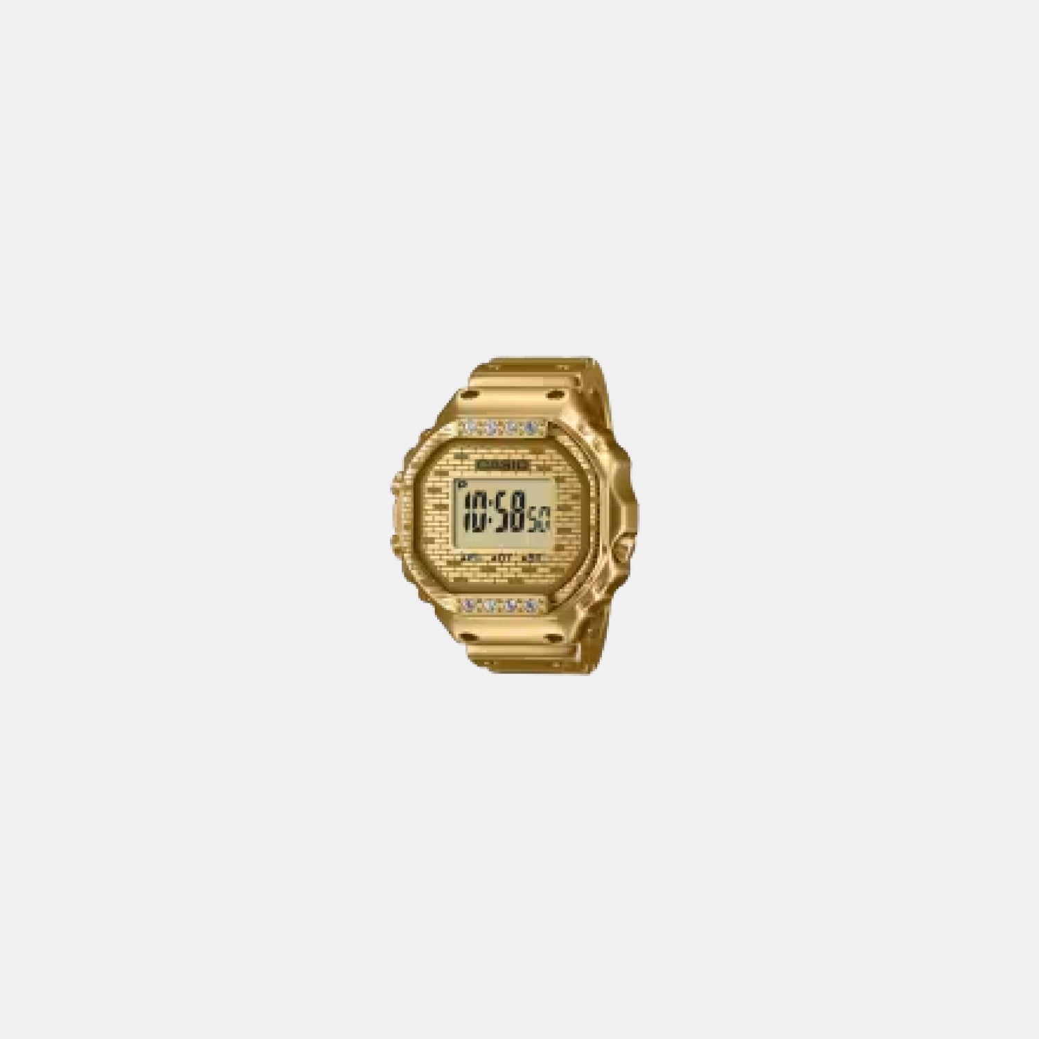 Unisex CRW-001 Series Quartz Gold Dial Digital Stainless Steel Watch A2560