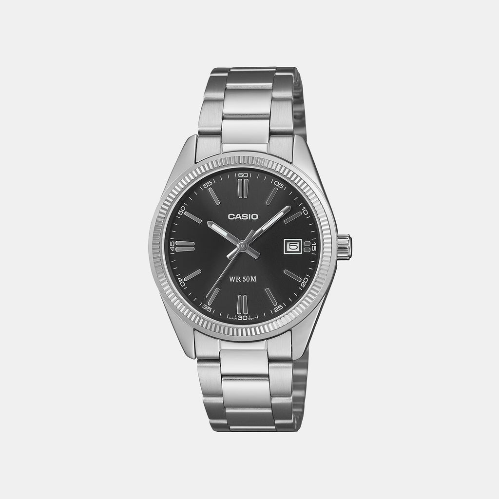 Unisex Quartz Black Dial Analog Stainless Steel Watch A2563