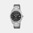 Unisex Quartz Black Dial Analog Stainless Steel Watch A2563