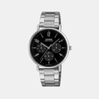 MTP-VT06 Series Men Quartz Black Dial Analog Stainless Steel Watch A2568