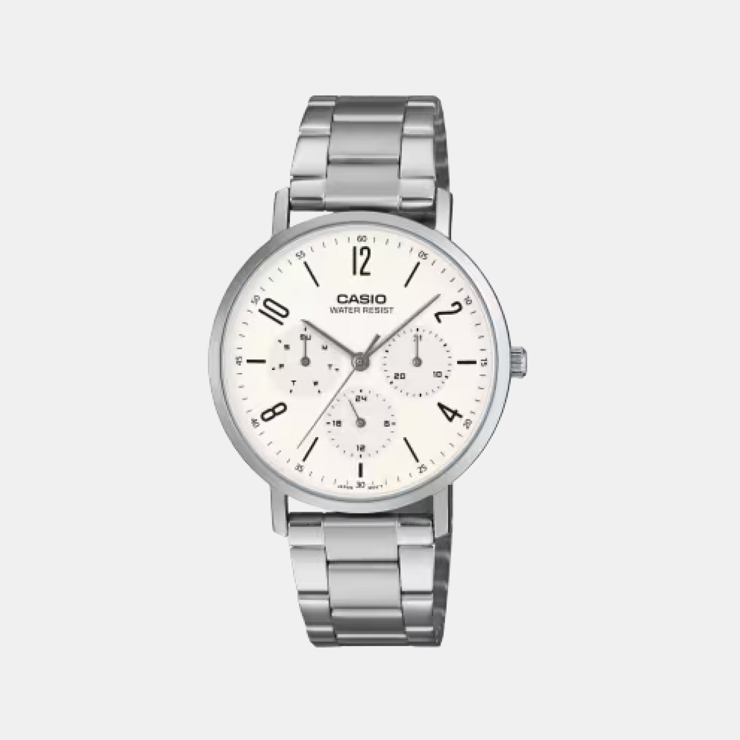 MTP-VT06 Series Men Quartz White Dial Analog Stainless Steel Watch A2569