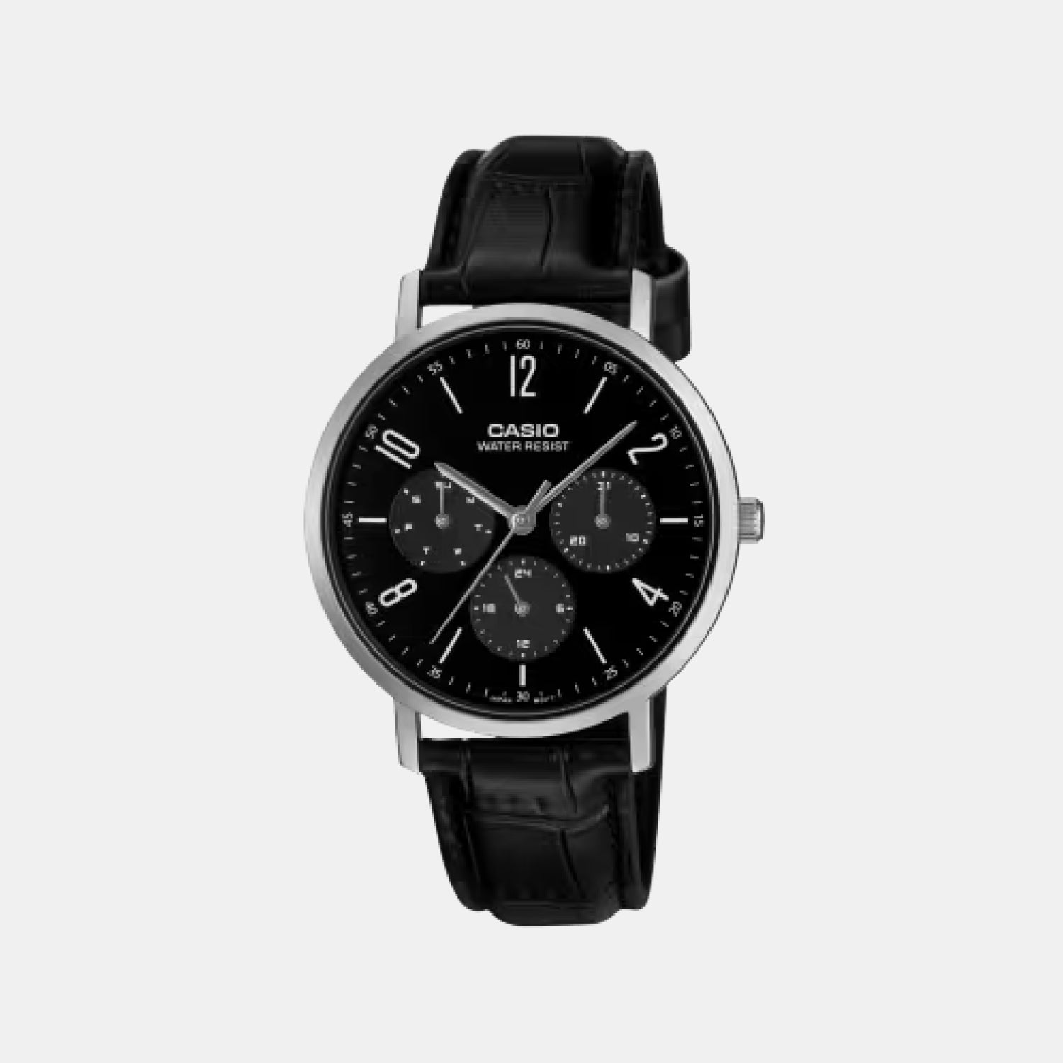 MTP-VT06 Series Men Quartz Black Dial Analog Leather Watch A2570