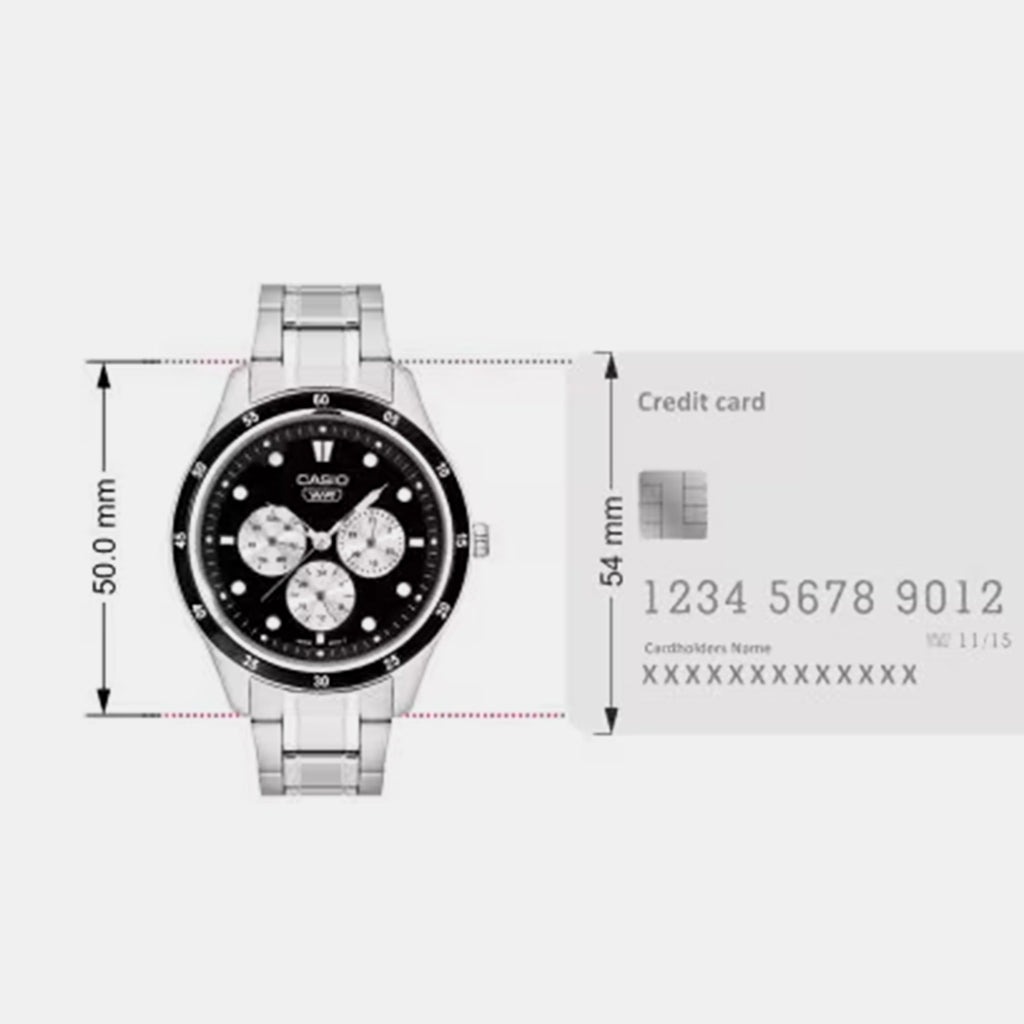 Men Quartz Black Dial Multi-function Stainless Steel Watch A2572