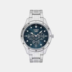 Men Quartz Blue Dial Multi-function Stainless Steel Watch A2573