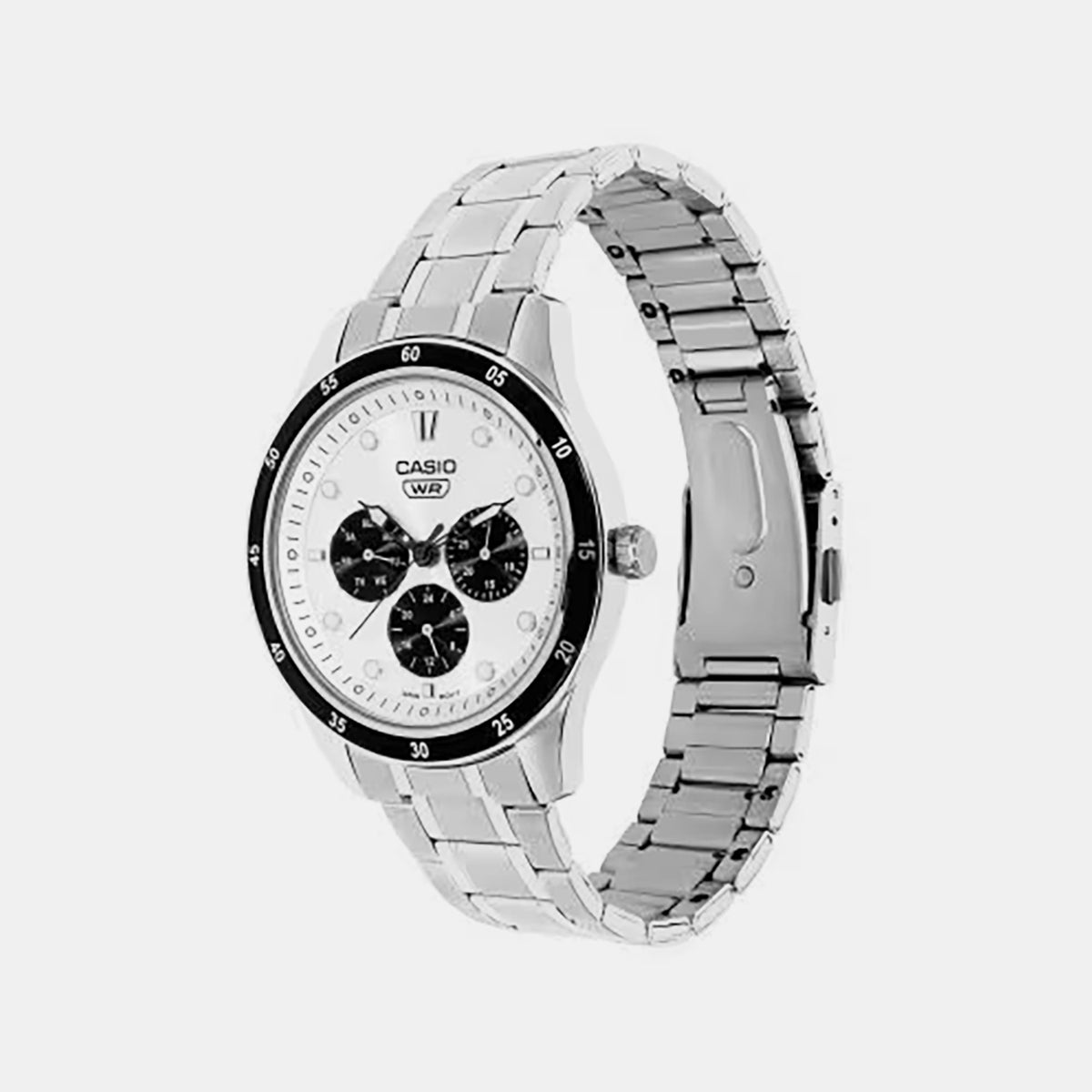 Men Quartz White Dial Multi-function Stainless Steel Watch A2574