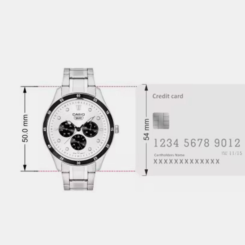 Men Quartz White Dial Multi-function Stainless Steel Watch A2574