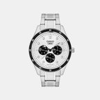 Men Quartz White Dial Multi-function Stainless Steel Watch A2574