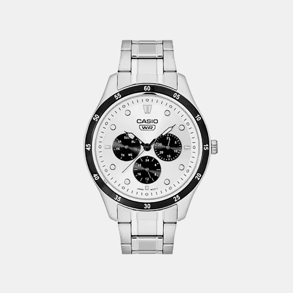 Men Quartz White Dial Multi-function Stainless Steel Watch A2574