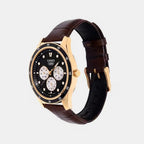Men Quartz Black Dial Multi-function Leather Watch A2575