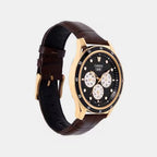 Men Quartz Black Dial Multi-function Leather Watch A2575