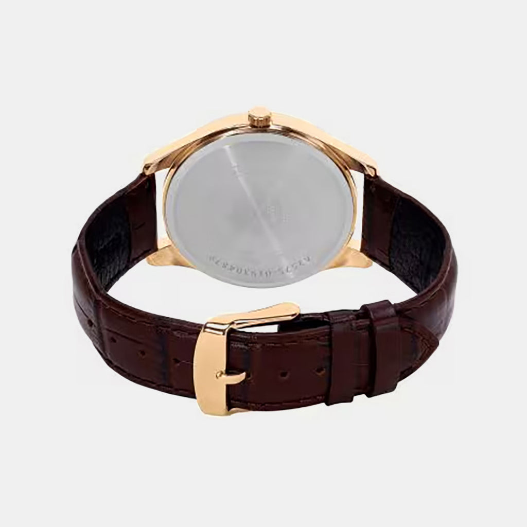 Men Quartz Black Dial Multi-function Leather Watch A2575