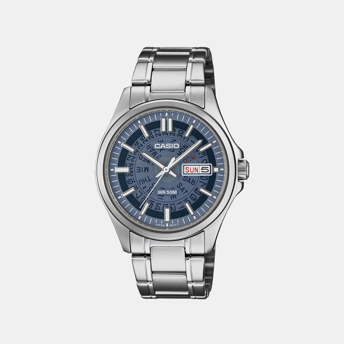 Men Quartz Blue Dial Analog Stainless Steel Watch A2579