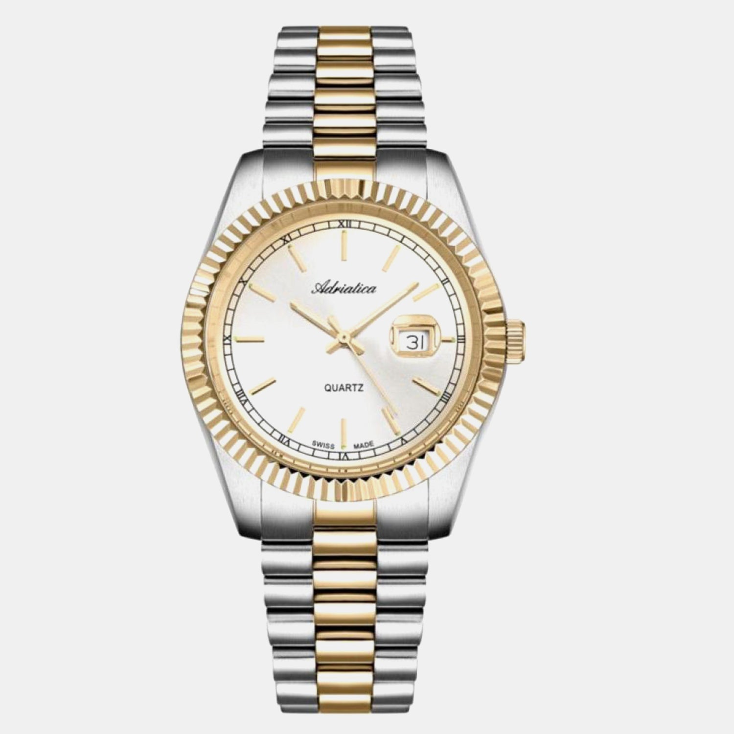 Men Quartz Silver Dial Analog Stainless Steel Watch A1090.2113Q