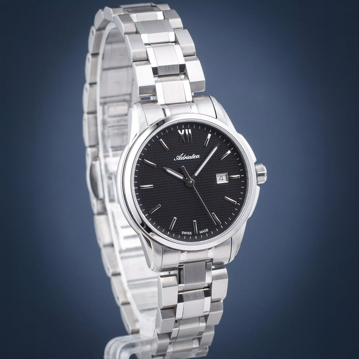 Pairs Women Quartz Black Dial Analog Stainless Steel Watch A3190.5164Q