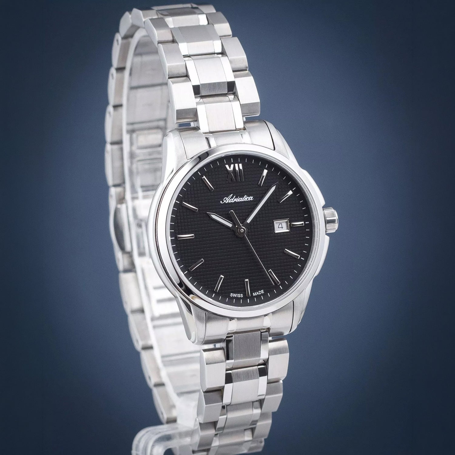 Pairs Women Quartz Black Dial Analog Stainless Steel Watch A3190.5164Q