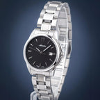 Pairs Women Quartz Black Dial Analog Stainless Steel Watch A3190.5164Q