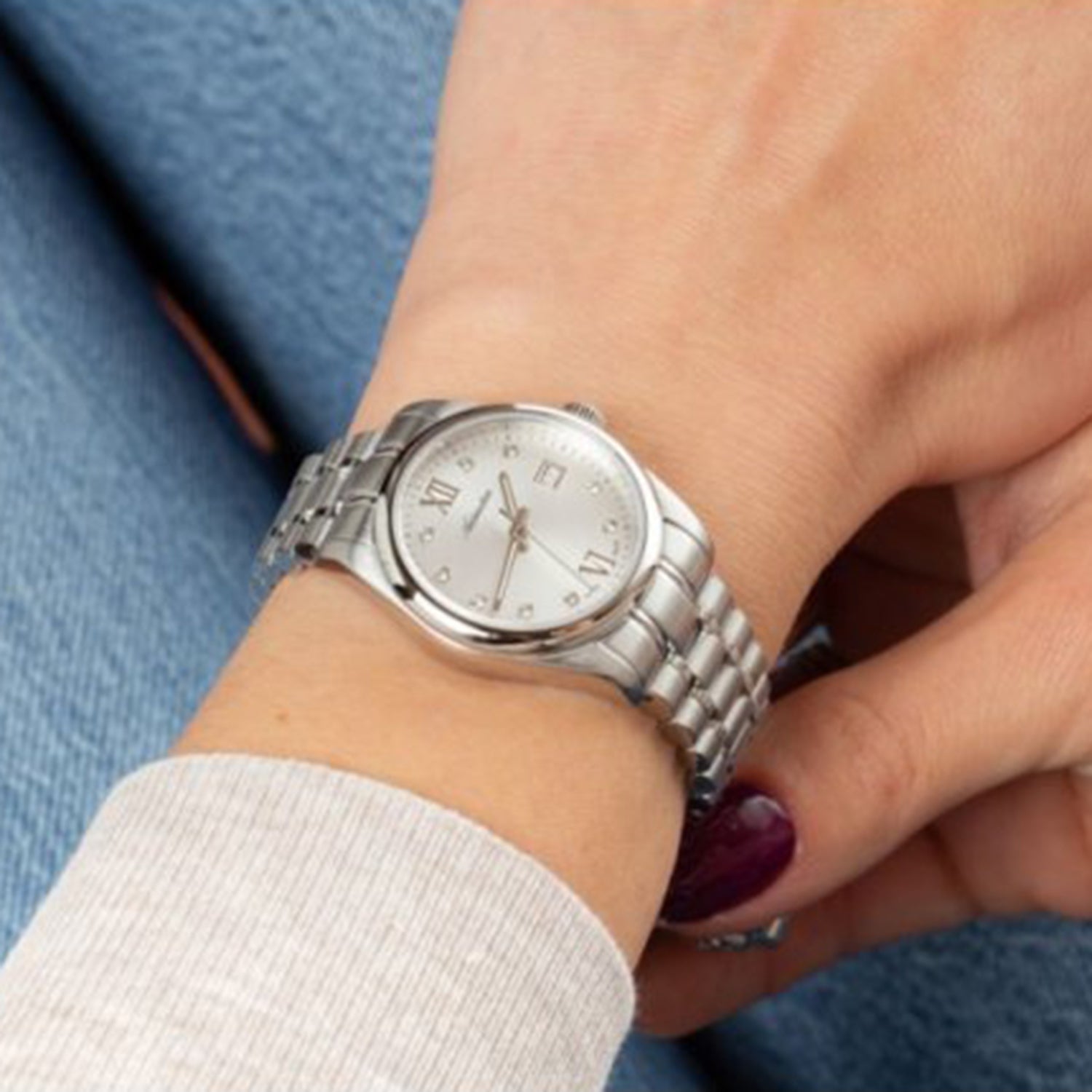 Essence Women Quartz Silver Dial Analog Stainless Steel Watch A3198.5183Q