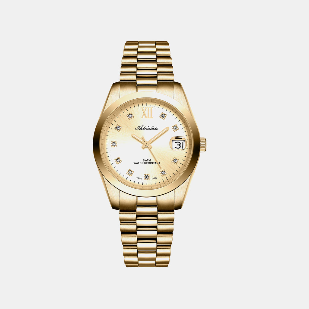 Pairs Women Quartz Champagne Dial Analog Stainless Steel Watch A3199.1181Q