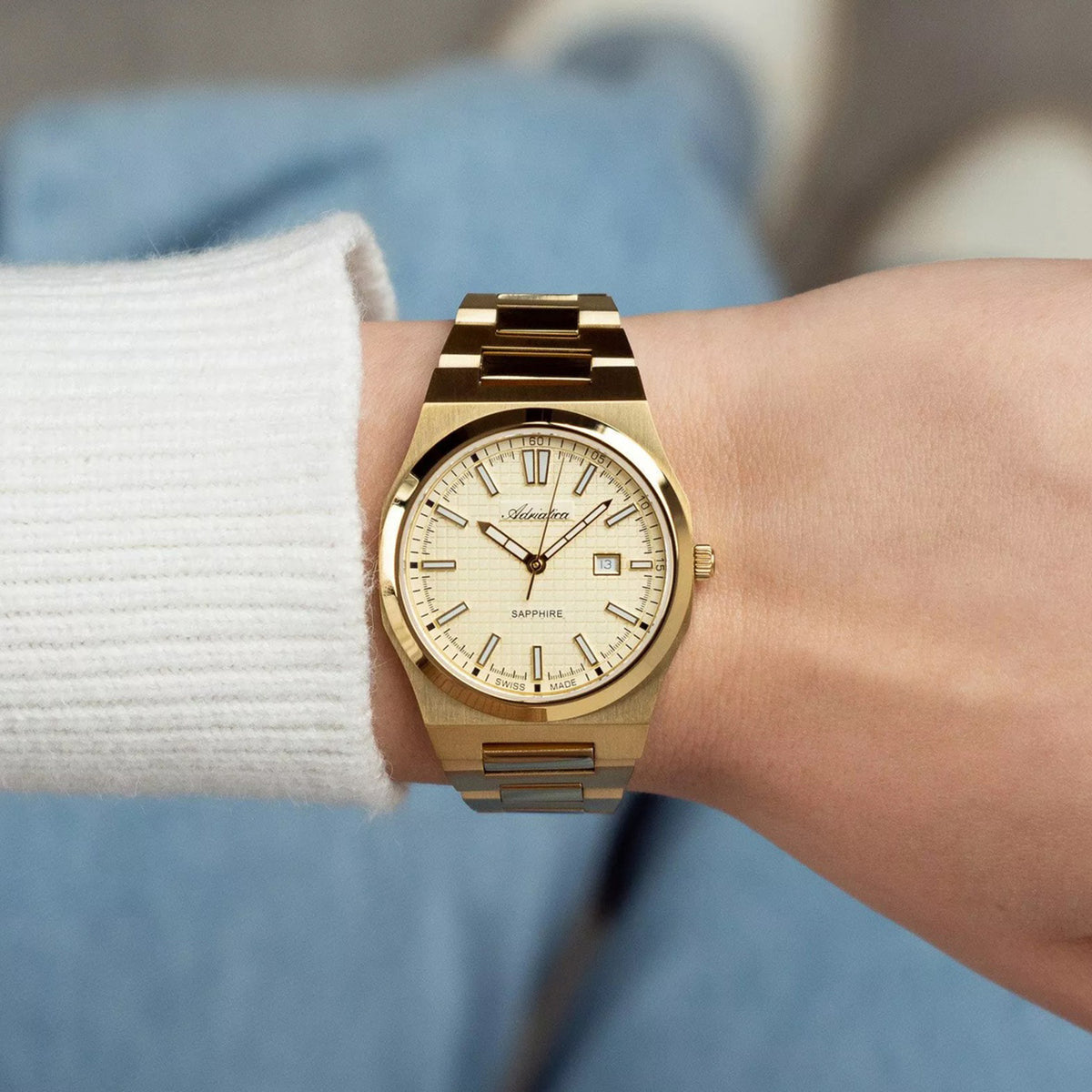Pairs Women Quartz Champagne Dial Analog Stainless Steel Watch A3326.1111Q