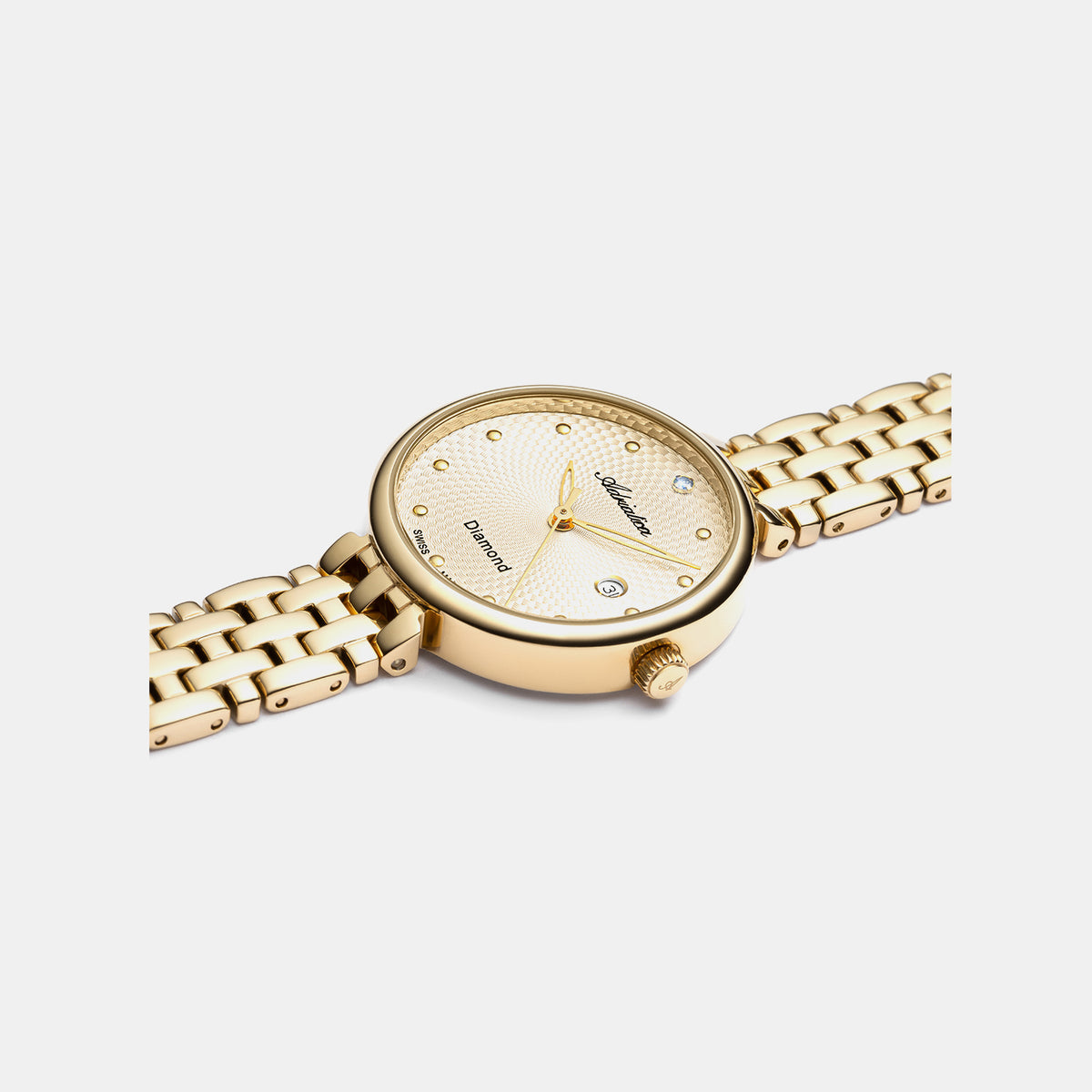 Diamond Women Quartz Champagne Dial Analog Stainless Steel Watch A3543.1141DQ