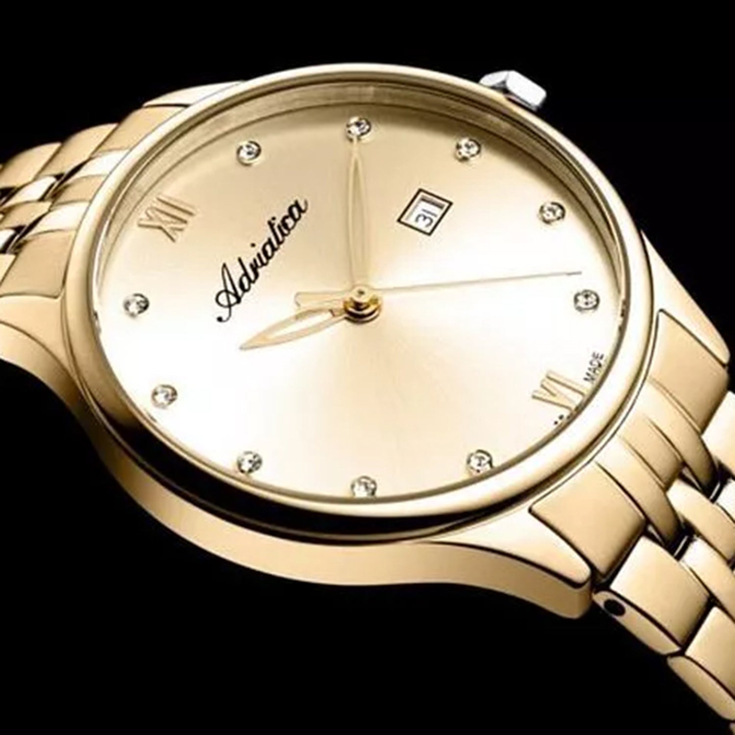 Essence Women Quartz Champagne Dial Analog Stainless Steel Watch A3547.1181Q